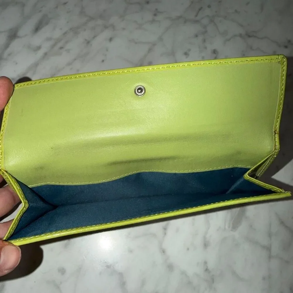 Coach Lime Green Signature Turnlock wallet rare vintage y2k
